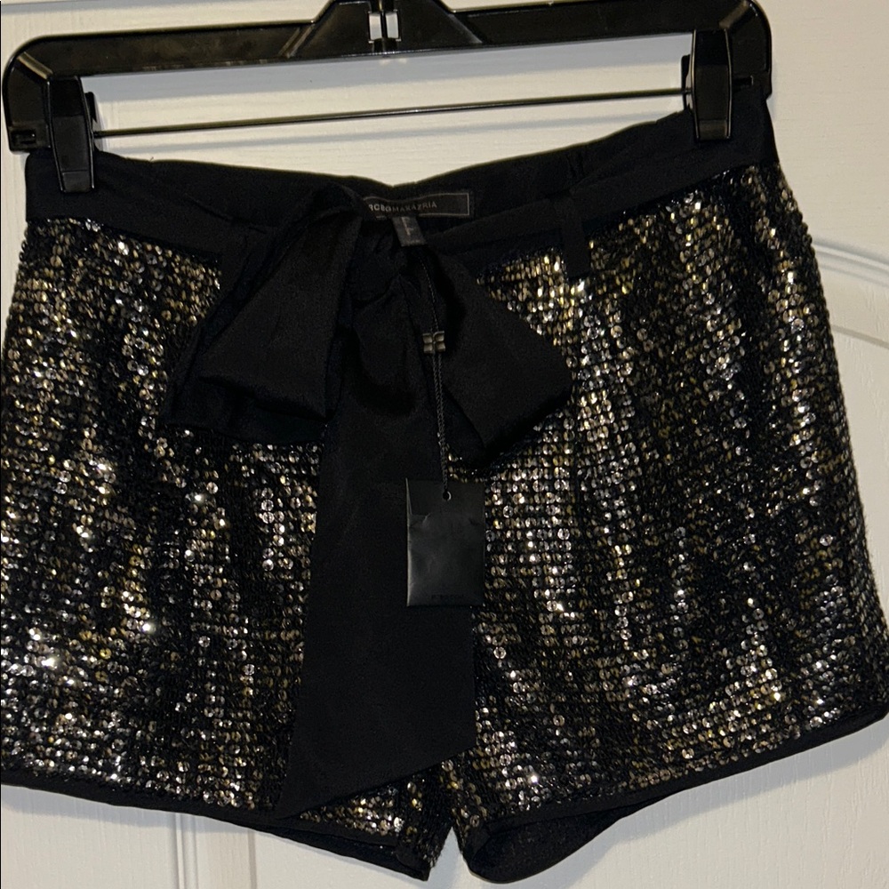 BCBGMaxAzria Black Sequin High Waist Shorts - Picture 4 of 7